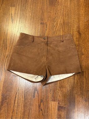 High-Waist Brown Suede-Style Women's Shorts